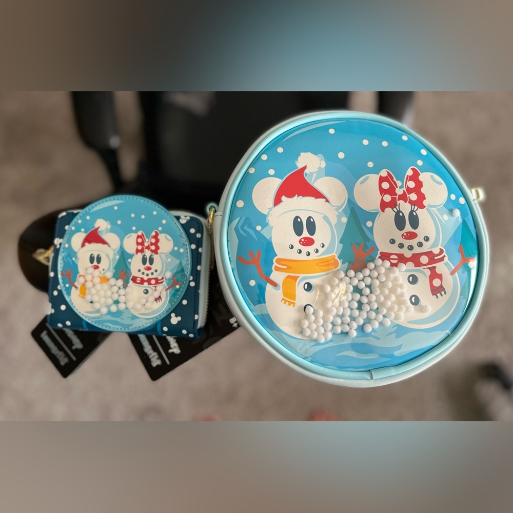 Minnie snow glow loungefly bag and wallet